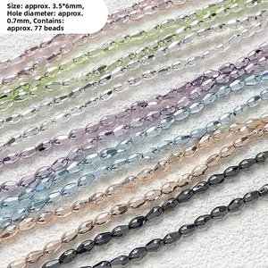 Macro shot of 3.5x6mm faceted olive metal beads in various colors for DIY jewelry