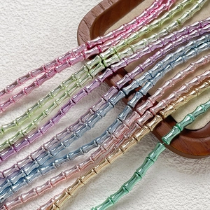 DIY Perle di Vetro a Nodo di Bambù Colori Metallici Galvanizzati Accessori per Gioielli per Bracciale Collana Fatti a Mano