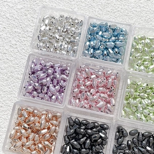 Electroplated Faceted Glass Rice Beads Multicolor Spacer Beads For DIY Jewelry Making Handmade Bracelet Necklace Accessories