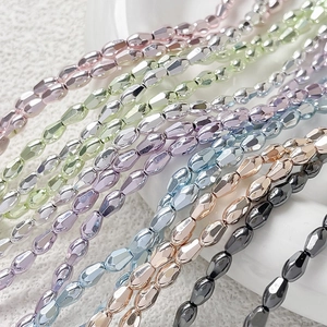 Multi-color faceted glass beads with metallic gold finish for DIY jewelry making