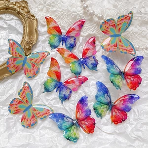 Pendentifs papillon en résine arc-en-ciel scintillants pour création de bijoux et artisanat