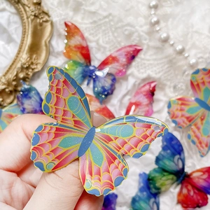 Papillons en résine translucide colorée avec paillettes pour accessoires cheveux DIY