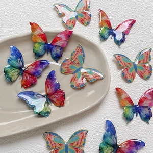 Breloques Papillon en Résine Scintillante Colorée pour Accessoires Cheveux DIY Artisanat Patchs Papillon Dégradé Bijoux