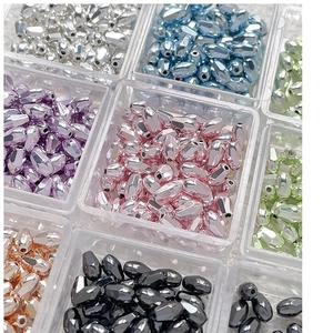 Colorful teardrop seed beads with metallic gold plating for DIY jewelry making sets