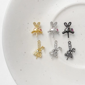 Zirconia rabbit ear pendants for pearls in gold silver and black finishes