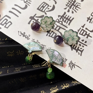 Oriental style flower and fan charms with bamboo leaf patterns for DIY jewelry making