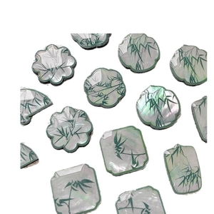Bamboo style resin craft patches with mother of pearl finish for DIY jewelry making