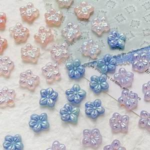 Czech Flower Shaped Aurora Artificial Pearl Beads For DIY Jewelry Making Glazed Glass Five-Petal Beads For Handmade Necklace Bracelet