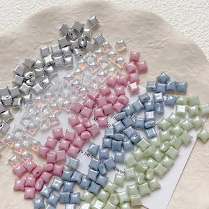 Star-shaped glass beads for DIY jewelry making in assorted pearlescent colors
