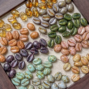 Czech Style Glazed Coffee Bean Shaped Glass Beads DIY Jewelry Making Accessories Handcrafted Bracelet Necklace Supplies