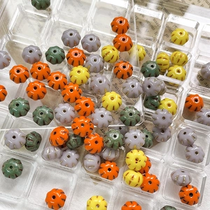 Halloween pumpkin-shaped Czech glass beads for DIY necklaces and handmade bracelets