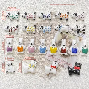Detail of hand-painted ceramic animal beads with 1.5mm aperture for DIY jewelry making
