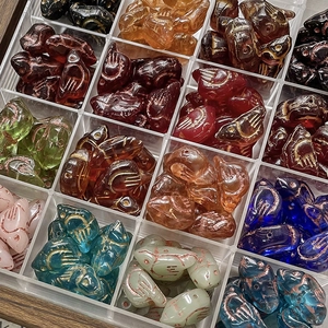 Vintage bird-shaped resin beads with gold etching for DIY jewelry making in various colors