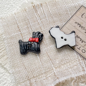 Hand-painted Scottie dog ceramic beads with double holes for DIY jewelry and necklaces