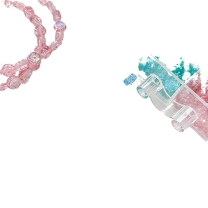 Pink and teal daisy flower beads with translucent round acrylic beads for DIY jewelry making