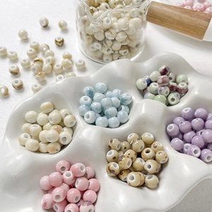 Polished celadon glaze ceramic beads in various colors for DIY jewelry making