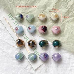 Détail de perles en céramique en forme de coquille avec trou de 2,5 mm pour bijoux DIY