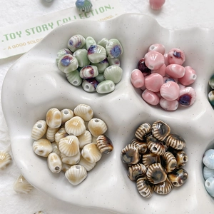 Vintage Keramiek Schelpvorm Losse Kralen Oven Glazuur Spiraal Textuur DIY Handgemaakte Sieraden Accessoires
