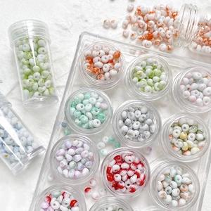 Cream Texture Glass Seed Beads For DIY Jewelry Making Bracelet Necklace Phone Chain Materials Marble Pattern Craft Beads