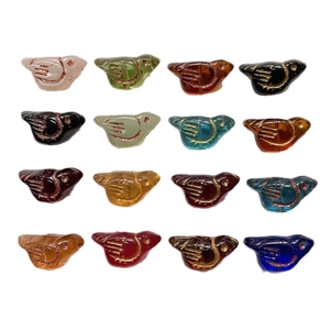 Handmade bird-shaped beads in various colors for DIY jewelry making and necklaces