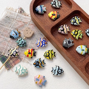 Hand-painted colorful ceramic tropical fish beads for DIY jewelry making and crafts