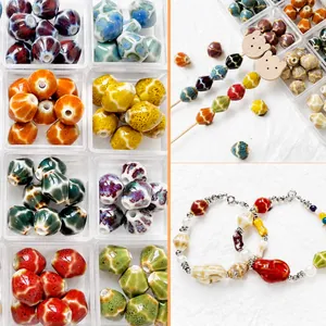 Assortimento di perle in ceramica fatte a mano con smalto per creazione di gioielli