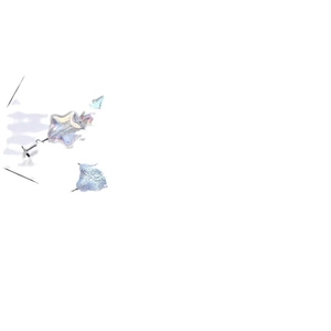 Iridescent star-shaped stud earrings with reflective rainbow finish and silver metal posts