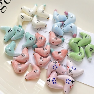 Handbeschilderde keramische kralen in vogelvorm voor DIY-sieraden in diverse pastelkleuren