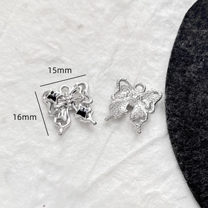 Pendentif noeud et étoile argent 15x16mm avec émail noir pour bijoux DIY créatifs