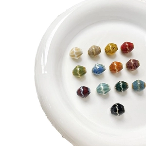 Set di 13 perle in ceramica fatte a mano con smalto reattivo per gioielli fai da te