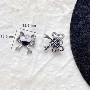 Pendentif nœud avec pierre cœur violette pour bijoux DIY, taille 15,5 mm x 15,5 mm