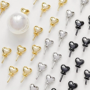 Copper Plated Heart Jewelry Findings For Artificial Pearl Insert DIY Handmade Jewelry Making Findings Accessories Gold Silver Black