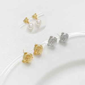 Schattige Panda Oorknopjes 18K Goud Zilver Verguld Koper Dierenkop Geborsteld Metaal Textuur Oorbellen Voor Dames DIY Sieraden