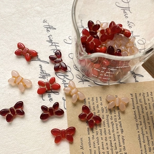 Vintage red glass butterfly beads for DIY jewelry making necklaces and bracelets