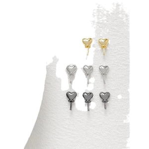 Gold, silver and black heart balloon jewelry pins in minimalist metal finishes