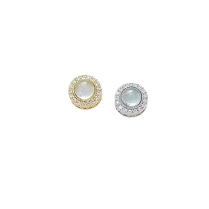 Gold and silver copper spacer beads with aquamarine blue zircon for DIY jewelry making