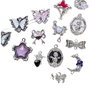 Pendentifs papillon et étoile en alliage argenté pour bijoux DIY style gothique