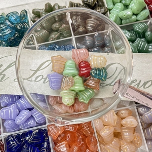 Vintage Christmas bell shaped glass beads for DIY jewelry making in assorted colors