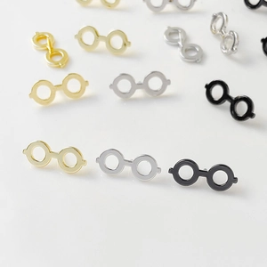 Mini round frame spectacle accessories in gold, silver and black finishes for DIY jewelry