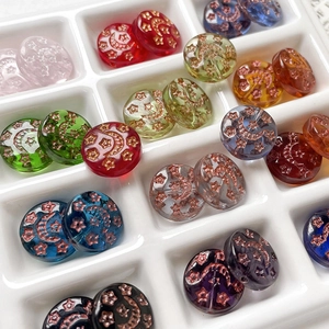 Vintage hand-painted star and moon Czech glass beads for DIY jewelry making in assorted colors