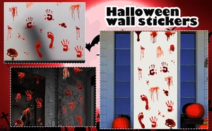 Détails d'autocollants PVC empreintes de mains et pieds sanglants pour décoration d'Halloween