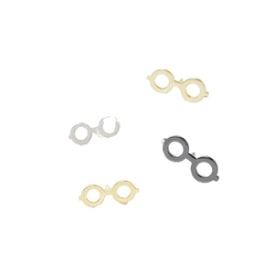Minimalist gold-plated round glasses earrings in gold silver and black finishes