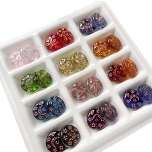 Colorful hand-painted Czech glass beads with star and moon patterns for DIY jewelry
