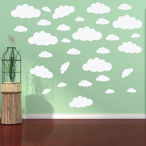 Minimalist white cloud wall stickers for nursery and bedroom bohemian style decor