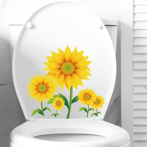 Lebhafte Sonnenblumen Aufkleber Set für Toilettendeckel und Bad Wanddekoration