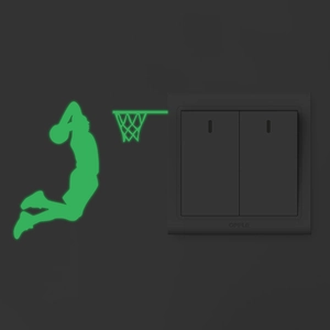 Luminous basketball player dunking silhouette wall sticker for switch decoration