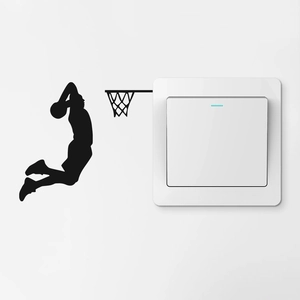 Glow-in-the-dark basketball dunk silhouette wall sticker for home switch decoration