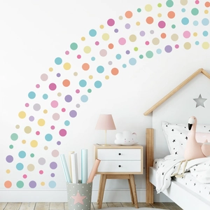 Adesivi Murali Boho Pois Arcobaleno Vinile Removibile Stickers Per Cameretta Bambini Camera Da Letto Asilo Decorazione Parete