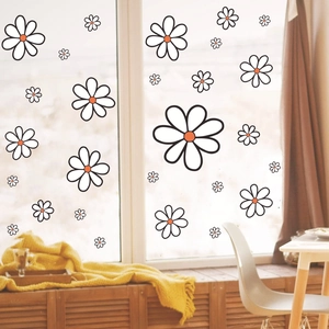 Boho daisy flower window decals set for living room and nursery wall decoration