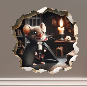3D Mouse Hole Wall Sticker Halloween Christmas Cartoon Mouse Decal Removable PVC Waterproof Home Skirting Decoration